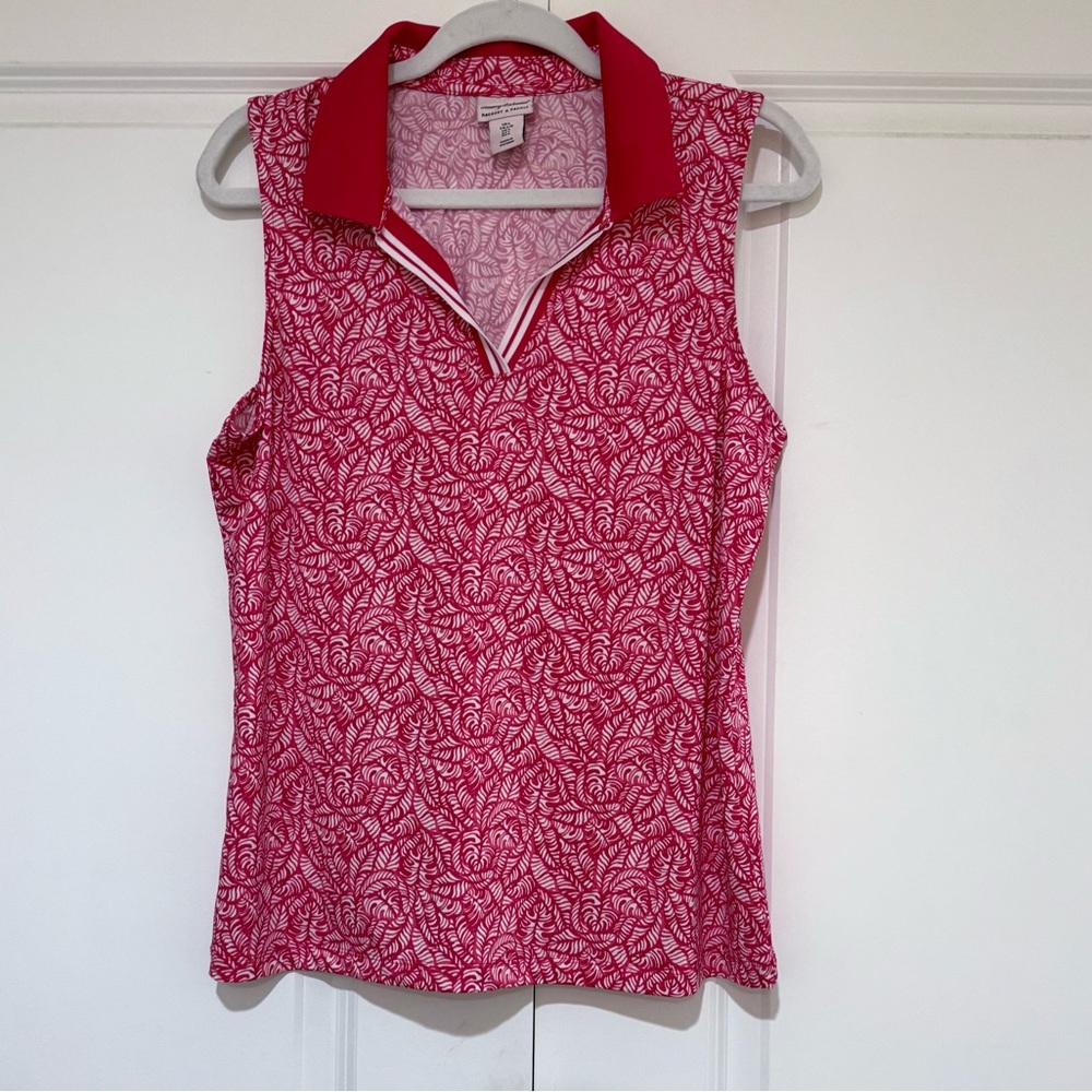 Tommy Bahama Pink Patterned Sleeveless Polo Tank